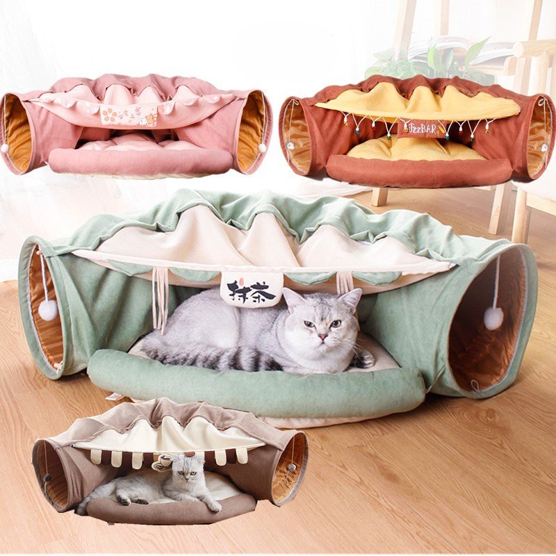 Luxury Cat Tunnel Bed Multi Play Tunnel Mat for Pet Cats. Includes Attached Toy 1 Luxury Cat Tunnel Bed Multi Play Tunnel Mat for Pet Cats. Includes Attached Toy